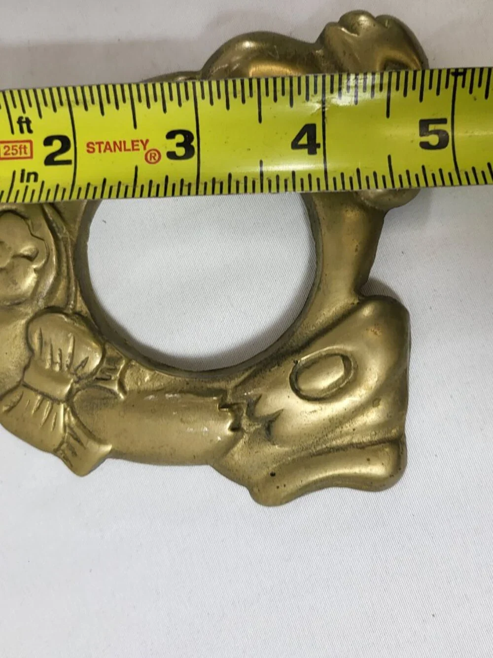Mini Brass Cat Photo Frame Salvage - Vintage Cottagecore Brass Animal Frame